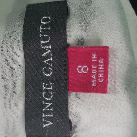 VINCE CAMUTO | Sleeveless Drawstring Waist Black White Stripe Dress 8 - Picture 8 of 9